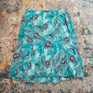 Vintage Y2K teal boho paisley maxi skirt